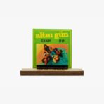 Bright green album cover with bold yellow title and the names Gelin Halayı and Div Div, displayed on a wooden stand. The cover features a colorful photo of a group of people.