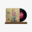 Vintage vinyl record with a worn cover featuring a blonde woman in a purple sequined top and green sash; text reads 'Emel Sayin' and a small 'balet' logo, record partially pulled out on a wooden stand.
